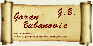 Goran Bubanović vizit kartica